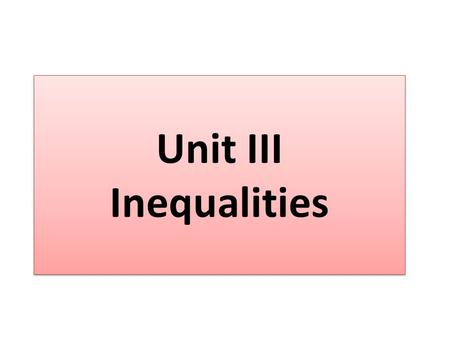 Unit III Inequalities.