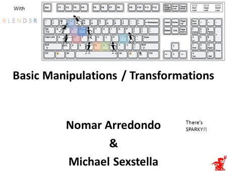 Basic Manipulations / Transformations Nomar Arredondo & Michael Sexstella B L E N D 3 RB L E N D 3 R With There’s SPARKY!!