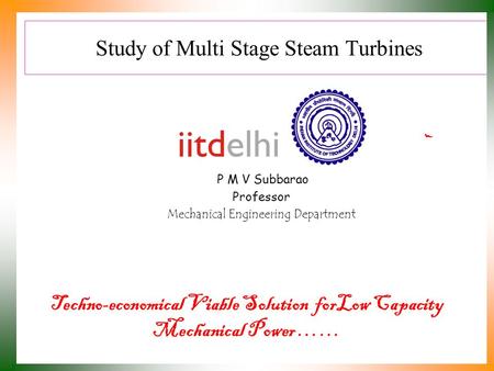 Study of Multi Stage Steam Turbines