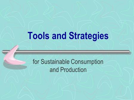 Tools and Strategies for Sustainable Consumption and Production.