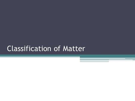 Classification of Matter. Matter Everything is made of matter. Matter has mass and occupies volume Matter is made of atoms Atoms are the smallest unit.