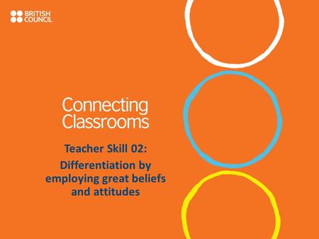 Teacher Skill 02: Differentiation by employing great beliefs and attitudes.