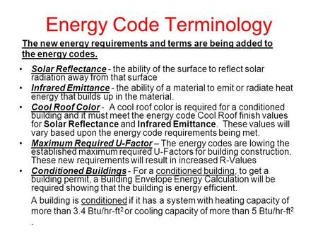 Energy Code Terminology