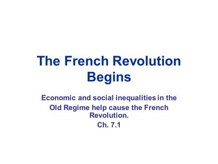 The French Revolution Begins