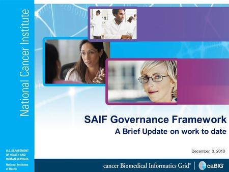 December 3, 2010 SAIF Governance Framework A Brief Update on work to date.
