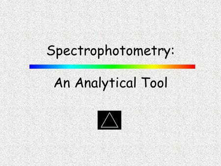 Spectrophotometry: An Analytical Tool. PGCC CHM 103 Sinex IoIo I Cell with Pathlength, b, containing solution light source detector blank where I o =
