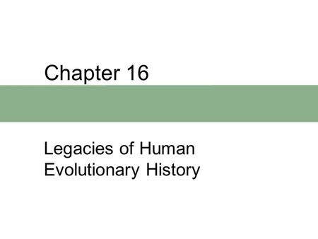 Chapter 16 Legacies of Human Evolutionary History.
