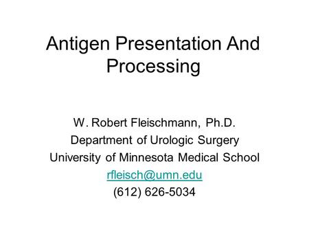 Antigen Presentation And Processing