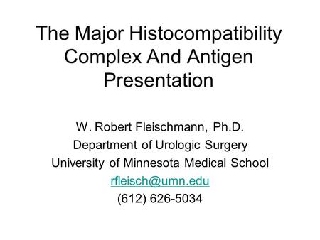 The Major Histocompatibility Complex And Antigen Presentation