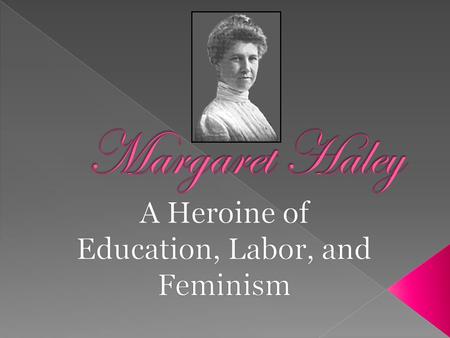  Born in Illinois of immigrant parents, she attended poor rural schools.  Her father was a labor activist and Haley developed an interest in politics.