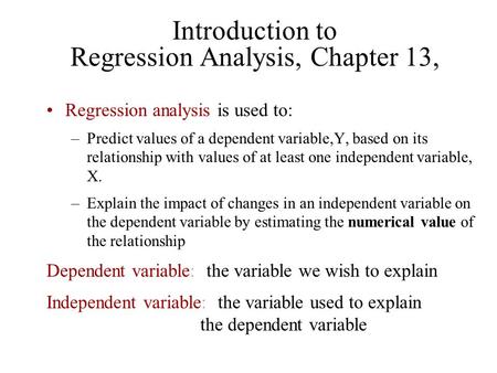 Introduction to Regression Analysis, Chapter 13,