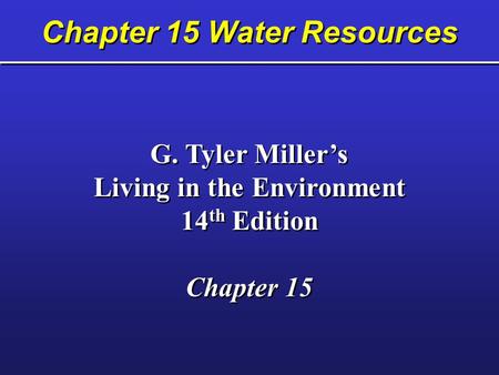 Chapter 15 Water Resources