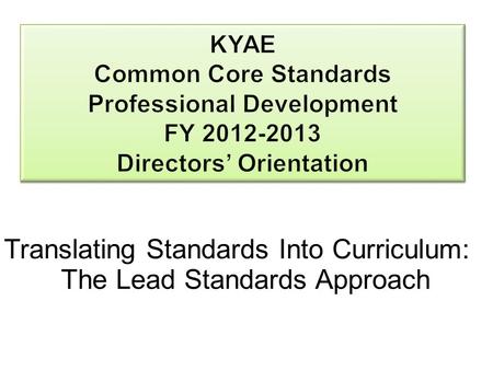 Translating Standards Into Curriculum: The Lead Standards Approach.