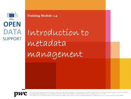 Training Module 1.4 Introduction to metadata management
