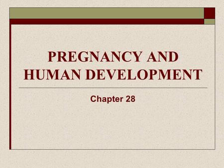 PREGNANCY AND HUMAN DEVELOPMENT