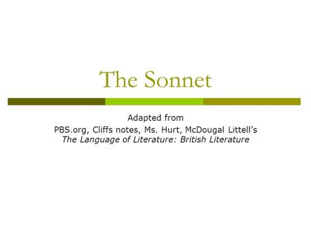 The Sonnet Adapted from