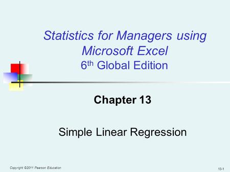 Chapter 13 Simple Linear Regression