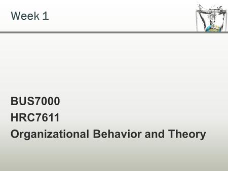 Week 1 BUS7000 HRC7611 Organizational Behavior and Theory.