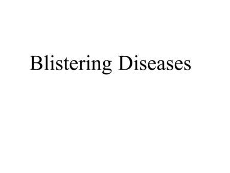 Blistering Diseases. Dermo-edidermal junction.