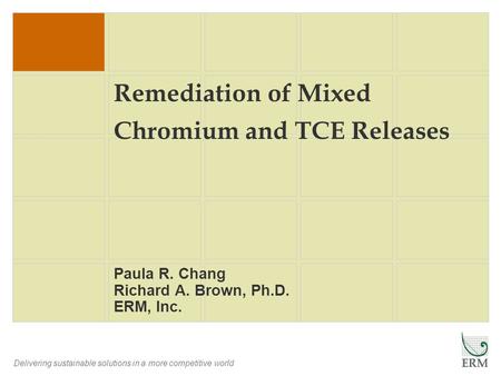Remediation of Mixed Chromium and TCE Releases