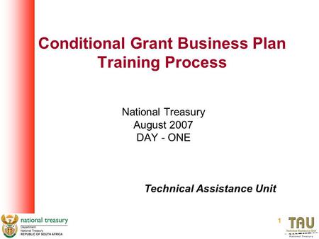 Conditional Grant Business Plan Training Process