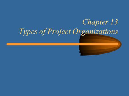 Chapter 13 Types of Project Organizations. 222 Learning Objectives The characteristics of the three types of organization structures: - functional - project.