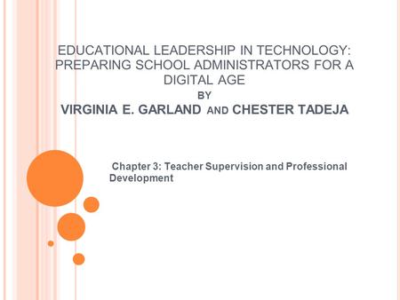 Chapter 3: Teacher Supervision and Professional Development