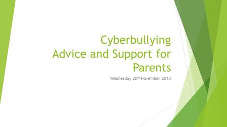 Cyberbullying Advice and Support for Parents Wednesday 20 th November 2013.