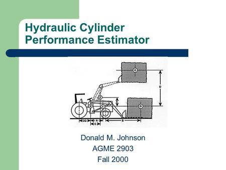 Hydraulic Cylinder Performance Estimator Donald M. Johnson AGME 2903 Fall 2000.