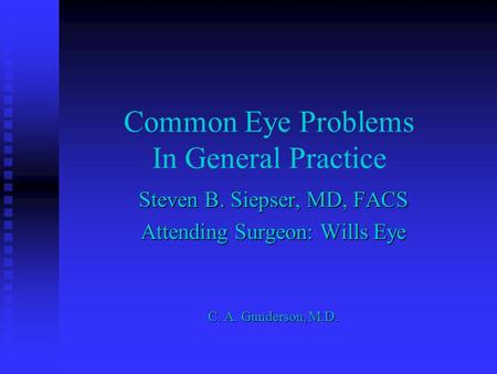 Common Eye Problems In General Practice