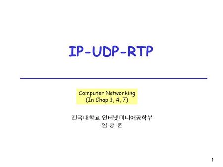 IP-UDP-RTP Computer Networking (In Chap 3, 4, 7) 건국대학교 인터넷미디어공학부 임 창 훈.