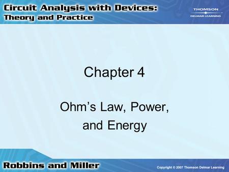Ohm’s Law, Power, and Energy