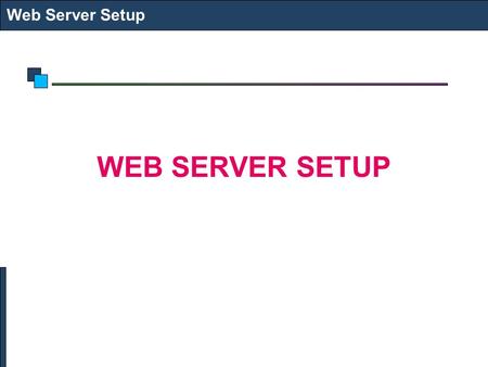 Web Server Setup WEB SERVER SETUP.
