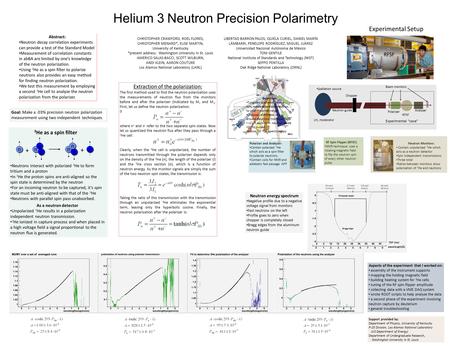 Helium 3 Neutron Precision Polarimetry CHRISTOPHER CRAWFORD, ROEL FLORES, CHRISTOPHER MENARD*, ELISE MARTIN, University of Kentucky *present address: Washington.