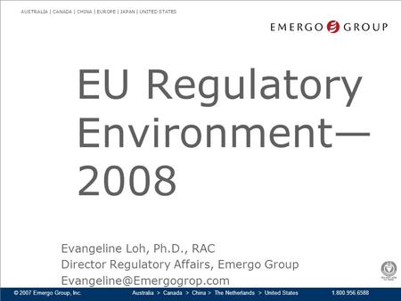 EU Regulatory Environment—2008