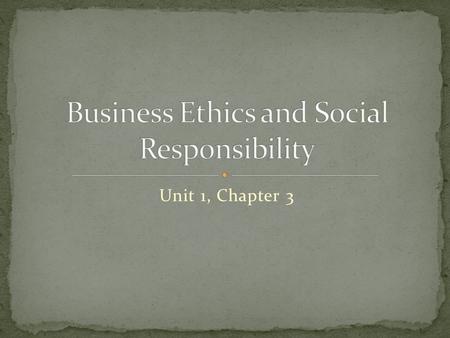 Unit 1, Chapter 3. Ethics – are the rules that help us tell the difference between right and wrong and encourage us to do the right thing. Ethical Behaviour.
