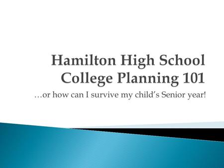 …or how can I survive my child’s Senior year!. Hamilton High (951) 763-1865  Jason Sonnier- School Counselor