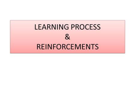 LEARNING PROCESS & REINFORCEMENTS