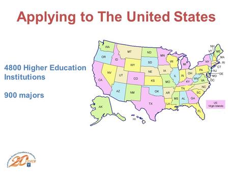 Applying to The United States 4800 Higher Education Institutions 900 majors.