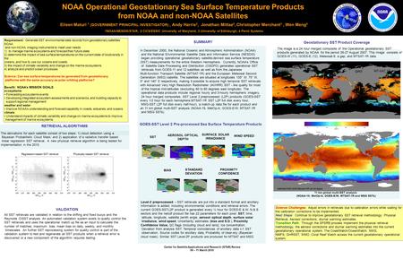 Center for Satellite Applications and Research (STAR) Review 09 – 11 March 2010 NOAA Operational Geostationary Sea Surface Temperature Products from NOAA.