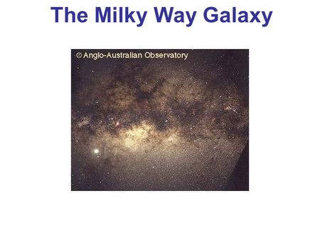 The Milky Way Galaxy. The Milky Way We see a band of faint light running around the entire sky. Galileo discovered it was composed of many stars. With.