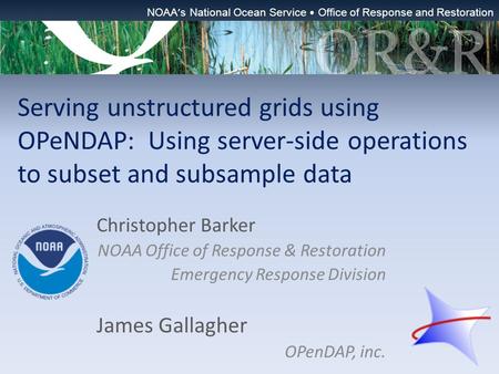 Serving unstructured grids using OPeNDAP: Using server-side operations to subset and subsample data Christopher Barker NOAA Office of Response & Restoration.