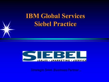 IBM Global Services Siebel Practice Strategic S IEBEL Business Partner… Strategic S IEBEL Business Partner…