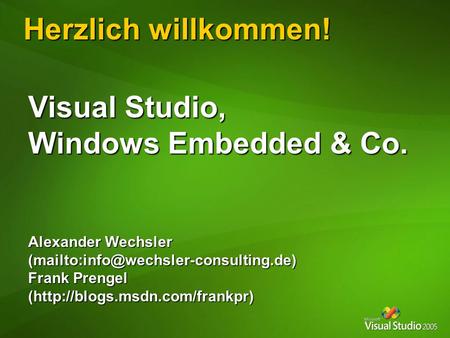 Visual Studio, Windows Embedded & Co.