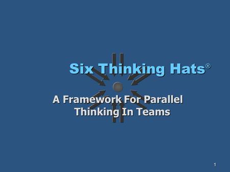 1 Six Thinking Hats ® A Framework For Parallel Thinking In Teams.
