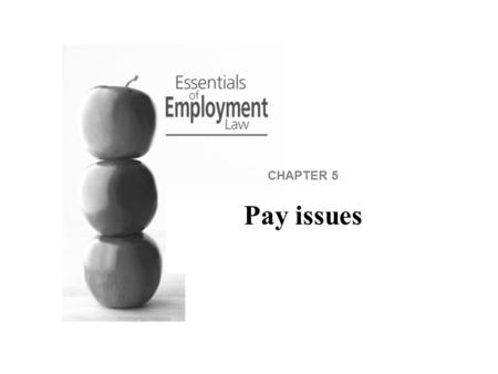 CHAPTER 5 Pay issues. Overview This section is concerned with a number of issues related to pay, beginning with the duty to pay wages or salaries. There.