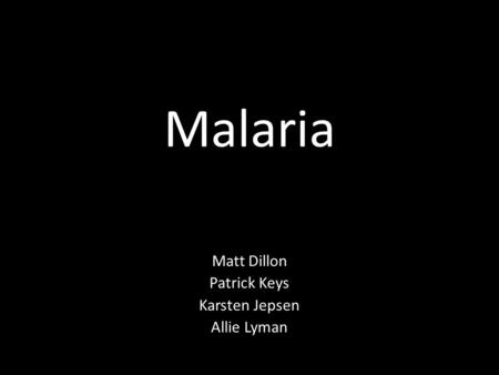 Malaria Matt Dillon Patrick Keys Karsten Jepsen Allie Lyman.