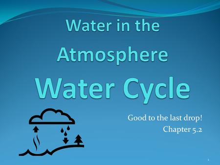 Good to the last drop! Chapter 5.2 1. Essential Question What factors affect the weather? How Does Water Move Through the Atmosphere?