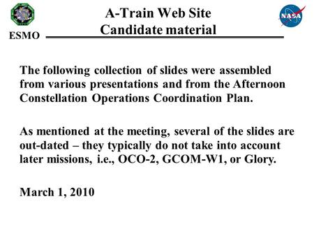 A-Train Web Site Candidate material