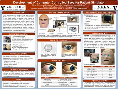 Development of Computer Controlled Eyes for Patient Simulator Silviu. C. Diaconu 1, Emadaldine A. Elsamadicy 1, Anas Othman 1, Azreena A. Shukri 1 Sponsors: